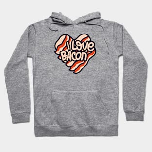 I love bacon retro cartoon heart red and beige Hoodie